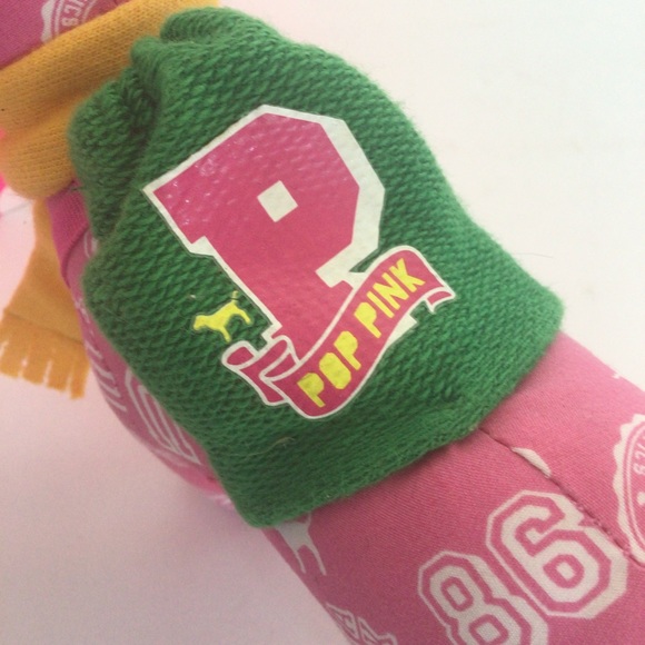 PINK VICTORIAS SECRET COLLEGIATE MINI DOG WITH SCARF AND BACKPACK - Picture 5 of 9